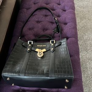 Michael Kors Embossed Satchel. Black crocodile leather. Excellent condition.